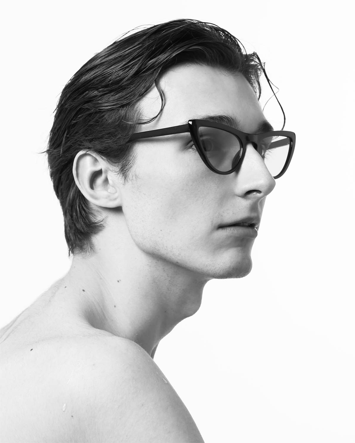 portrait photo made in the studio with studio lights and a white backdrop